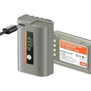 2500mAh DMW-BLK22 Battery with LED Indicator, USB Outport DMW-BLK22 Replacement Battery for Panasonic Lumix S5IIX S5II S5 GH6 DC-G9 II GH5M2 Cameras (Include USB-C Cable)