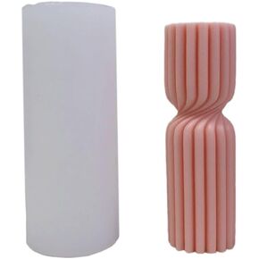 Geometric Striped Cylinder Candle Mold Spiral Stripes Column Silicone Mold for Soap Soy Wax Epoxy Resin DIY Handcraft Party Dinner Ornaments Wedding Christmas Decoration (Set)