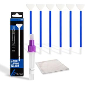 REFLEX CAMERA Professional 24mm Full Frame Sensor Cleaning Kit – 6 Cleaning Swabs, Microfiber Cloth, 3ml Alcohol-Free Solution – Safe, Residue-Free Cleaning for Full Frame Cameras