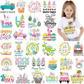 Estune 30 pcs عيد الفصح الحديد على ملصقات النقل بقع شارات اللطف أرنب قلب جنوم الحديد على الشارات نقل الحرارة الحديد على بقع لسيلاد سادة غطاء كيس ديى