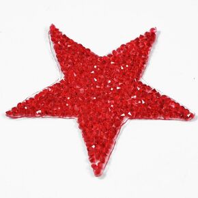 2-pcs Star Shape Rhinestone Iron-on Applique Patch, 3-1/4"D, TR-11039 (Red)