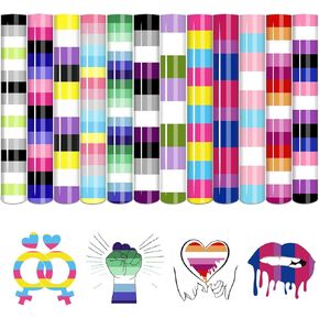 Tintnut LGBT Prid Flags زخرفة HTV Vinyl - 12 حلوى 12 × 10 بوصات برايد LGBT نقل الحرارة فينيل قوس قزح الحديد على الفينيل من أجل القمصان DIY الشهر المزخرف HTV متوافق مع حجاب/CRICUT