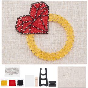 INFUNLY DIY Ring String Art Engaged Ring 3D String Art Kits for Adults 8x6 String of The Art Easy to Make DIY Nail String Art Kit for Beginner with Instruction for Home Wall Decor Women Gift