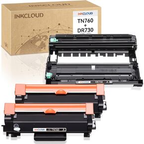 خرطوشة الحبر المتوافقة TN760 ووحدة الطبل DR-730 لـ Brother MFC-L2710DW MFC-L2730DW MFC-L2750DW DCP-L2550DW HL-L2350DW HL-L2370DW HL-L2390DW ، خلاطتين من الدرجات ، 1