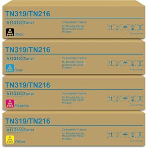 TN-216 TN-319 Toner Cartridge Replacement for Konica Minolta TN319 TN216 Toner Cartridge A11G130 A11G430 A11G330 A11G230 TN216K TN216C TN216M TN216Y for Minolta Bizhub C360 C220 C280 Printer Ink