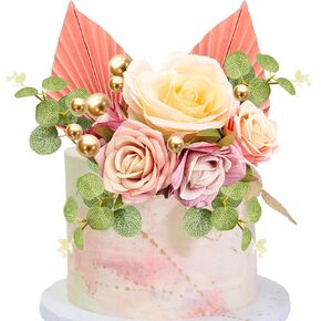 Gyufise 54Pcs Artificial Sunflower Cake Decorations Acrylic Happy Birthday Cake Topper Butterfly Balloon Cake Toppers for DIY Wedding Birthday Valentine's Day Party Supplies Yellow in Kuwait