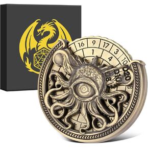مجموعة DND DND DICE ، 7-in-1 D&D DICE ، One-Eyed Octopus Roulette Dice Spinner لمجموعة DND DICE ، D&D هدايا مع صندوق الهدايا ، إكسسوارات ألعاب لعب الأدوار ، Silver Dark Silver