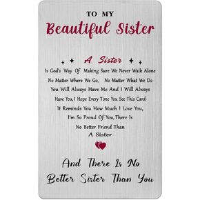 Mother's Day Card for Sister - Gifts for Sister Birthday Wedding Graduation Easter Presents from Brother