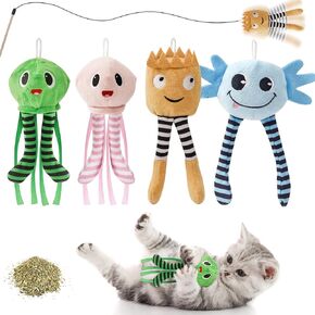 ألعاب Catnip Plush Indoor Sounding Interactive Cateaky Toys Toys Cats مضغ لتنظيف الأسنان لطيفة نمط مضحكة الحفاظ على الحيوانات الأليفة مشغولة وليست المضايقات المضحكة هدية عيد ميلاد لطيف للقط (4pc)