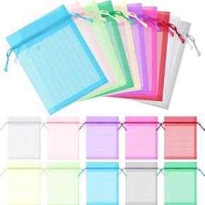 Woanger 500 PCS Orgricza حقائب الرباط لصالح أكياس الشبكات لأساور المجوهرات حلوى الحزب لصالح هدية صغيرة (3 × 4 بوصات ، لون متنوع)