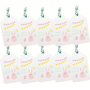 Happy Easter Paper Gift Tags Easter Egg Book Marks with Twine for Arts Party Decoration 100pcs