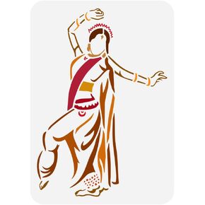 FINGERINSPIRE Indian Dance Painting Stencil 8.3x11.7inch Reusable Bharatanatyam Dance Drawing Template Indian Dancer Plastic Stencil for Painting on Wall Wood Furniture DIY Home Decoration