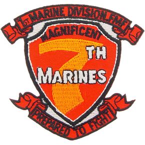 Officially Licensed United States Marines Corps USMC, 7th Marines Prepared to Fight Patch, with Iron-On Adhesive