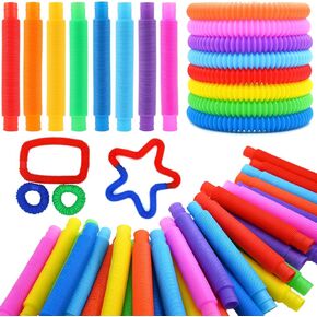 UrChoice 60 Pack Pop Tubes Sensory Toys, Fine Motor Skills & Learning for Toddlers, Fidget Toys and Activities Toys for Kids