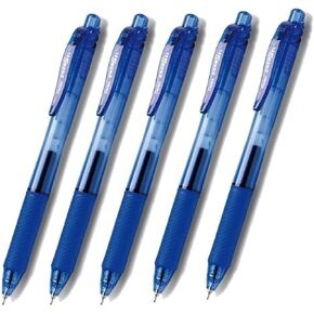 Pentel Energel X Rubber Grip & انقر فوق خط رفيع قابل للسحب ، نصيحة الإبرة -BLN-105- نموذج أداء التكلفة -0.5mm-blue حبر الأزرق SE