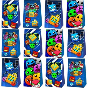 Boykim 12 PCS Geometry Party Dash Paper Bags Goody Party Supplies Forms ، Geometry Party Dash Paper Bags Tie Party Accessories Party Forms Forming Decoration Supplies for Birthday Party.