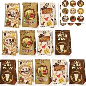 KRISTIN PARADISE 12Pcs Western Cowboy Party Favor Bags, Texas Rodeo Theme Birthday Paper Goodie Gift Bags