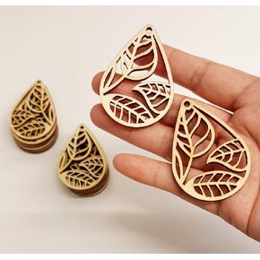 30pcs of Teardrop Wood Earring Blanks,Leaf wood Cutouts,Leaves Earring Blanks for Earrings DIY Jewelry Making (2'')