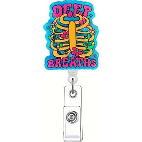 Deep Breaths Lungs Badge Reel ID Badge Holder for Nurse Nursing RRT Respiratory Therapist Medical Worker Hospital Teacher Therapist Accessory Healthcare Worker Gift