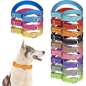 12 Pcs Martingale Collar for Medium Dogs Adjustable Pet Training Collar Reflective Dog Collar with Durable Metal Buckle Heavy Duty Nylon No Pull Martingale Collar for Small Medium Large Dogs, Small