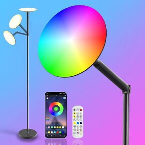 echosari Floor Lamp for Bedroom, Super Bright Torchiere Floor Lamps APP & Remote Control, 67'' Music Sync Tall Standing Lamp for Living Room Office Game Room (RGB & 2700K to 6500K)