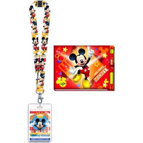 Disney Mickey Mouse Autograph Book with Pen and Lanyard with ID Card Holder for Vacations