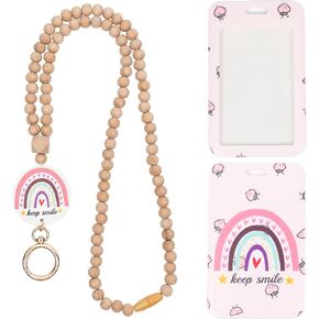 2PCS Lanyards for Id Badge Holder ، Teacherpleate Bepanway Lanyard مع حامل بطاقة هوية العمل للنساء السيليكون بوهو محفظة حبل محفظة للمفاتيح