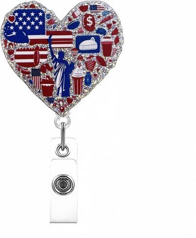 1PC Patriotic Badge Reels Retractable Cute Name Tag Badge Holder Clip with Swivel Alligator Clip for Nurses Doctors Office Staffs (Land That I Love) in Saudi Arabia