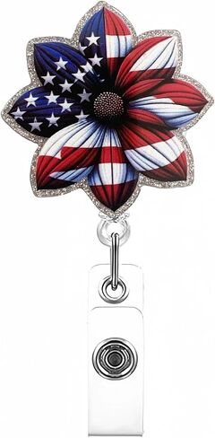 1PC Patriotic Badge Reels Retractable Cute Name Tag Badge Holder Clip with Swivel Alligator Clip for Nurses Doctors Office Staffs (Land That I Love) in Saudi Arabia