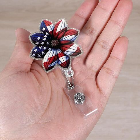 1PC Patriotic Badge Reels Retractable Cute Name Tag Badge Holder Clip with Swivel Alligator Clip for Nurses Doctors Office Staffs (Land That I Love) in Saudi Arabia