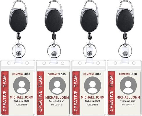 30 Pack Heavy Duty Retractable Badge Reel with Waterproof Vertical ID Card Holders and Key Ring for Card Keychain Badge Holder in Saudi Arabia