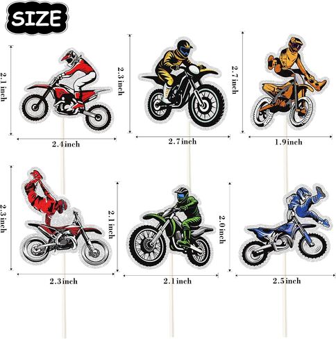 18pcs Dirt Bike Cupcake Toppers,Motocross Motorcycle Racing Car Cupcake Picks, Extreme Sports Racing Themed Birthday Party Decorations in Saudi Arabia
