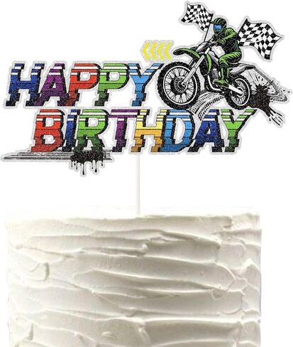 18pcs Dirt Bike Cupcake Toppers,Motocross Motorcycle Racing Car Cupcake Picks, Extreme Sports Racing Themed Birthday Party Decorations in Saudi Arabia