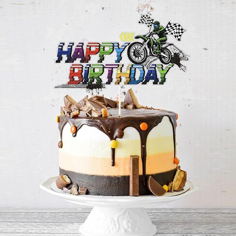 18pcs Dirt Bike Cupcake Toppers,Motocross Motorcycle Racing Car Cupcake Picks, Extreme Sports Racing Themed Birthday Party Decorations in Saudi Arabia
