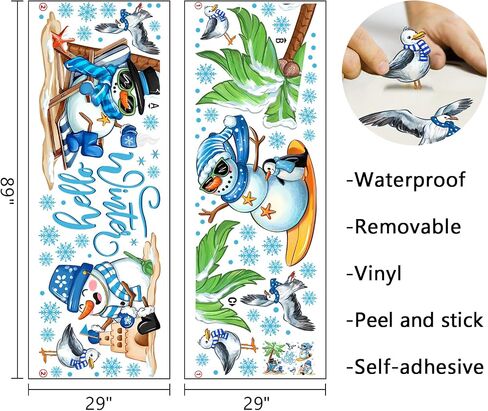 Mfault Winter Pine Tree Wall Decals Stickers, Watercolor Christmas Tree Snowflake Decorations Bedroom Art, Seasonal Xmas Holiday Home Kitchen Decor in Kuwait