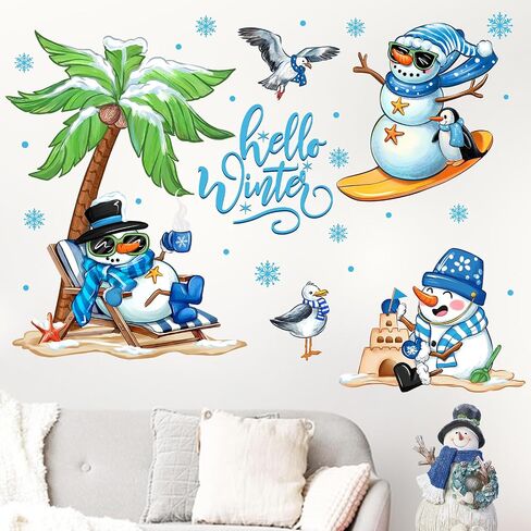 Mfault Winter Pine Tree Wall Decals Stickers, Watercolor Christmas Tree Snowflake Decorations Bedroom Art, Seasonal Xmas Holiday Home Kitchen Decor in Kuwait