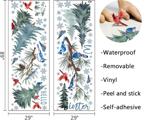Mfault Winter Pine Tree Wall Decals Stickers, Watercolor Christmas Tree Snowflake Decorations Bedroom Art, Seasonal Xmas Holiday Home Kitchen Decor in Kuwait