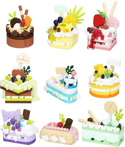 9 Set Creative Mini Cake Building Blocks Toy - DIY Dessert Food Series Perfect for Home Decoration and Art Collection Office Decor in Saudi Arabia