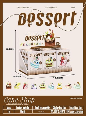 9 Set Creative Mini Cake Building Blocks Toy - DIY Dessert Food Series Perfect for Home Decoration and Art Collection Office Decor in Saudi Arabia