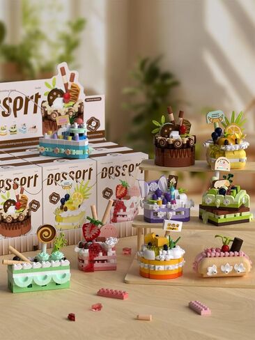 9 Set Creative Mini Cake Building Blocks Toy - DIY Dessert Food Series Perfect for Home Decoration and Art Collection Office Decor in Saudi Arabia