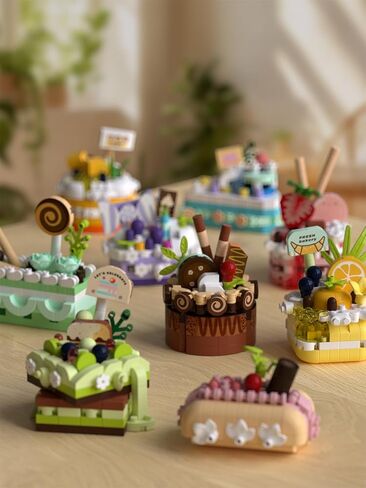 9 Set Creative Mini Cake Building Blocks Toy - DIY Dessert Food Series Perfect for Home Decoration and Art Collection Office Decor in Saudi Arabia