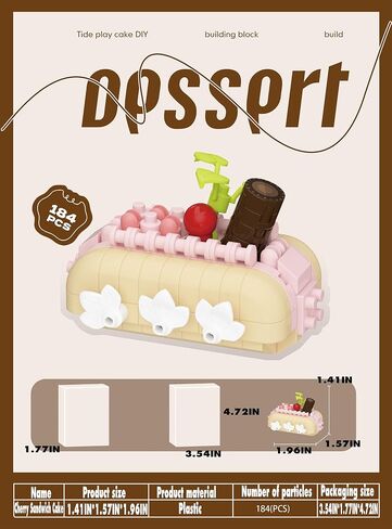 9 Set Creative Mini Cake Building Blocks Toy - DIY Dessert Food Series Perfect for Home Decoration and Art Collection Office Decor in Saudi Arabia