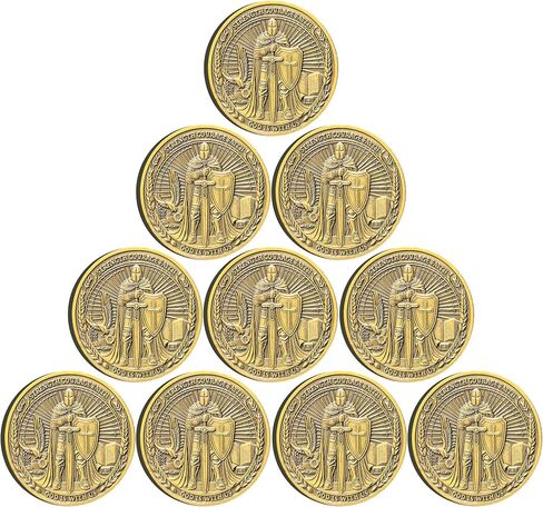 Christian Knight Challenge Coin - Inspiring Faith and Courage Design with Biblical Inscription Bible Verses Pocket Token (Gold) in Saudi Arabia
