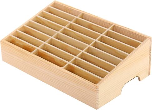 XICHENGSHIDAI Wooden Cell Phone Holder Mobile Phone Storage Box Desktop Organizer for Teachers Classroom School Office (24 Grid) in Kuwait