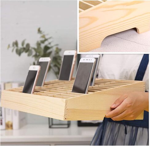 XICHENGSHIDAI Wooden Cell Phone Holder Mobile Phone Storage Box Desktop Organizer for Teachers Classroom School Office (24 Grid) in Kuwait