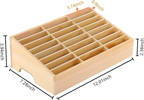 XICHENGSHIDAI Wooden Cell Phone Holder Mobile Phone Storage Box Desktop Organizer for Teachers Classroom School Office (24 Grid) in Kuwait