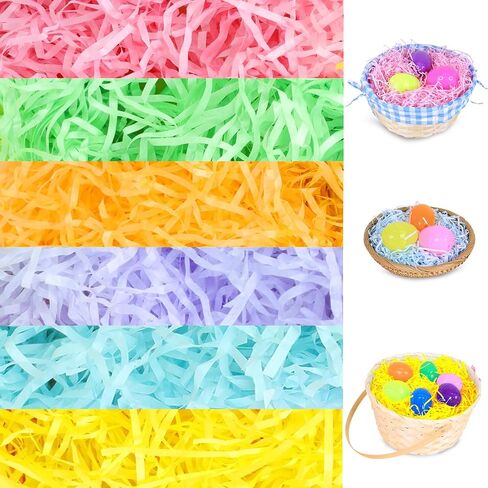 TURNMEON Easter Grass Shreds 6-Color Easter Basket Filler 9.8 OZ Recyclable Raffia Paper Filler for ​Easter Party Decorations Gift Wrap Basket Stuffers Classroom Easter Decor & Easter Egg Hunt in Kuwait