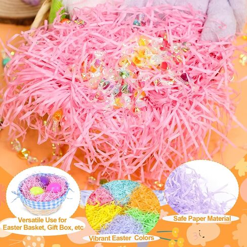 TURNMEON Easter Grass Shreds 6-Color Easter Basket Filler 9.8 OZ Recyclable Raffia Paper Filler for ​Easter Party Decorations Gift Wrap Basket Stuffers Classroom Easter Decor & Easter Egg Hunt in Kuwait
