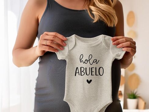 Hola Abuelo Spanish Pregnancy Announcement Infant Bodysuit for Grandpa - Abuelito Gift for New Baby Surprise (White) in Saudi Arabia