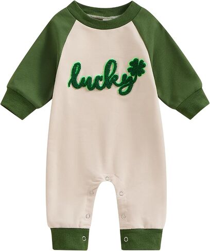 Ayalinggo St Patricks Day Baby Oufits Shamrock Romper Newborn Boys Girls Clover Onesie Irish Clothes Waffle Jumpsuit (st patricks, 3-6 Months) in Saudi Arabia